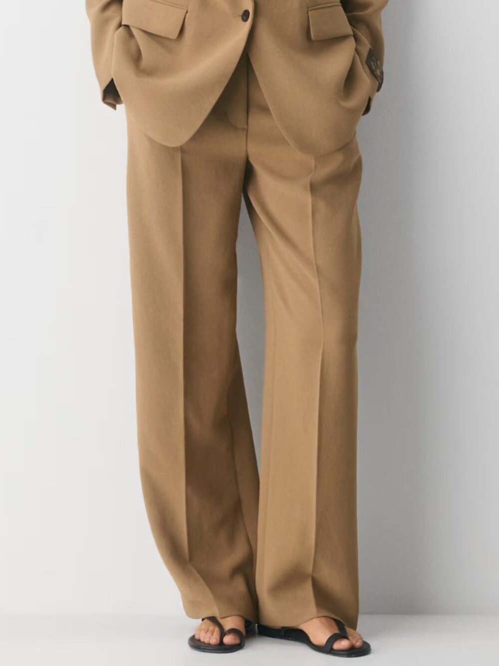Aritzia The Effortless Pant Crepette Tan brown6 wide leg